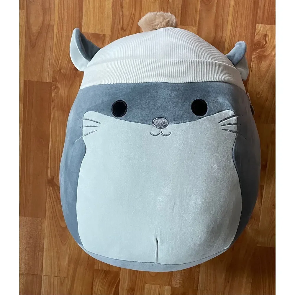 Squishmallows 18 Inch Camilo The Grey Chinchilla With Beanie‎  Christmas 2024